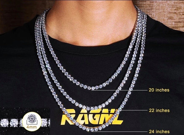 4MM TENNIS CHAIN WHITE GOLD – Rodit Jewels - Main Image