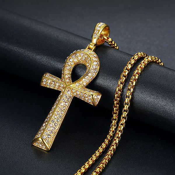 Iced out hot sale ankh pendant