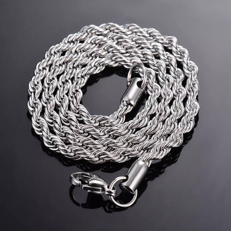 Men's 4mm Black-plated Stainless Steel Rope Chain Necklace
