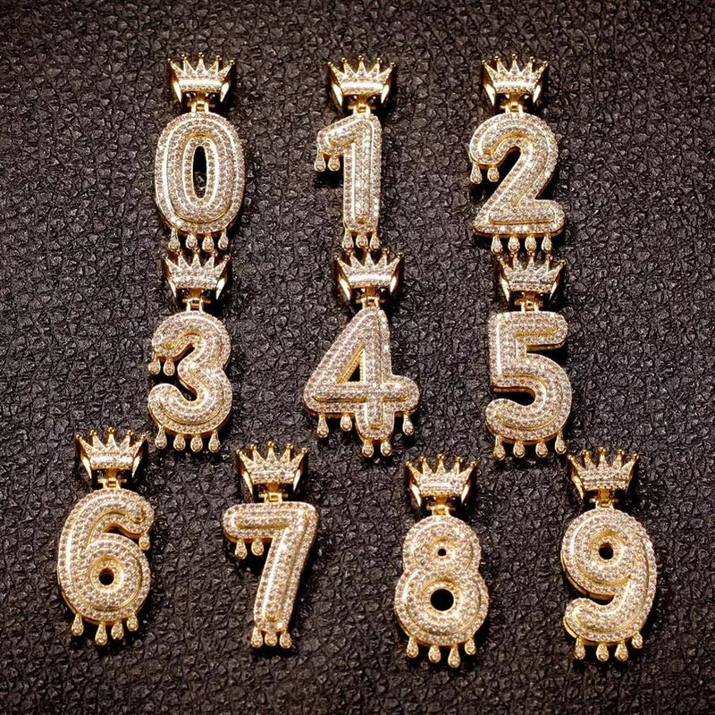 Crown Number Drip Pendant