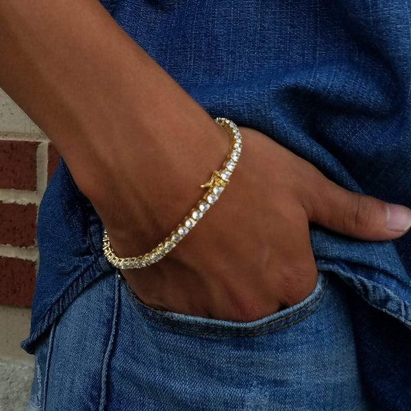 4MM GOLD ONE ROW TENNIS BRACELET