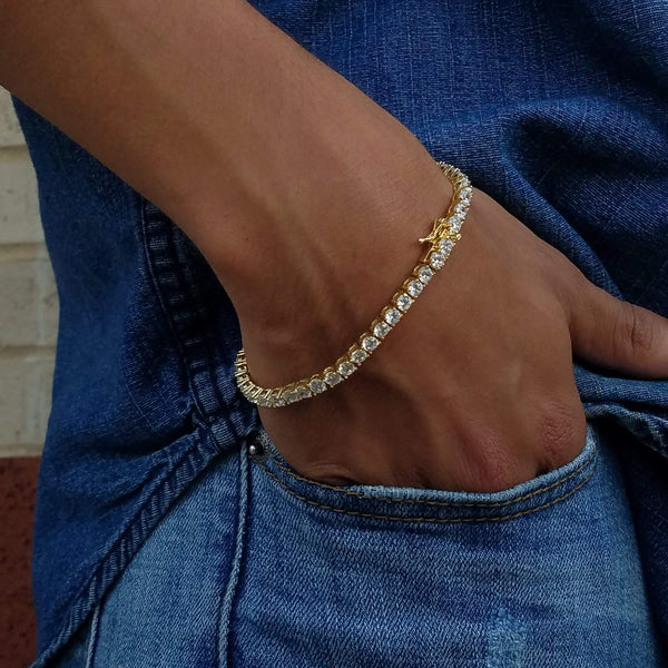 4MM GOLD ONE ROW TENNIS BRACELET