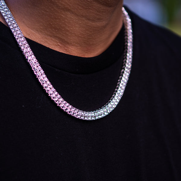 DOUBLE - ROW WHITE GOLD ICED OUT TENNIS CHAIN