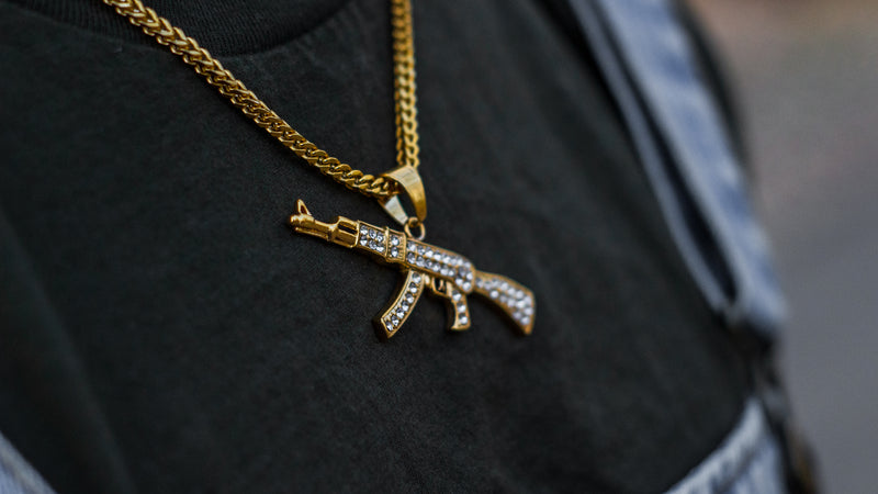 Buy CZ Diamond AK47 Gun Charm Pendant Necklace With 24 Box Chain for Men &  Women Stainless Steel Titanium Rhinestone Crystal Hip Hop Style Online in  India - Etsy
