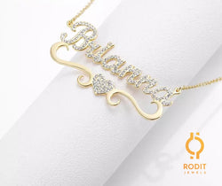 Personalized Heart Name Necklace Iceout