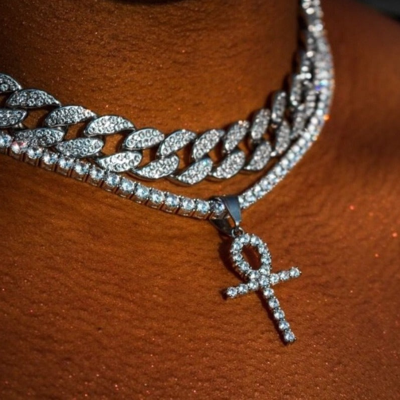 Iced out white gold cuban link